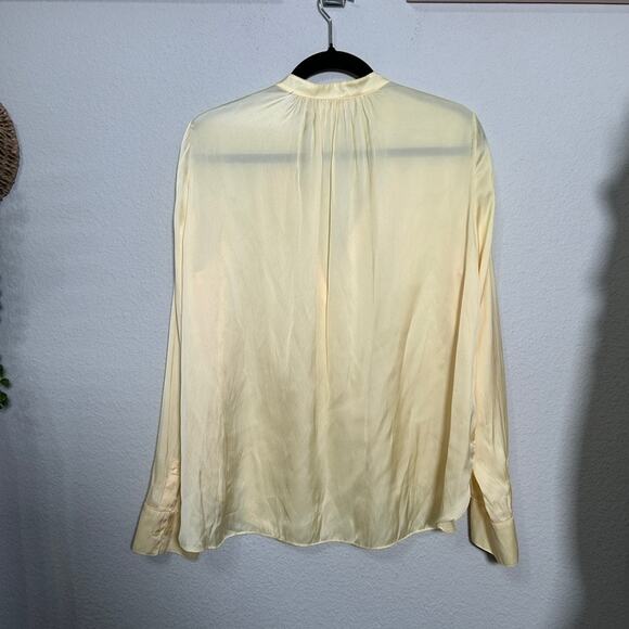 Zadig & Voltaire Tink Satin Blouse In Butter Yellow Sz Md V-Neck ASO Ted Lasso - Picture 4 of 7